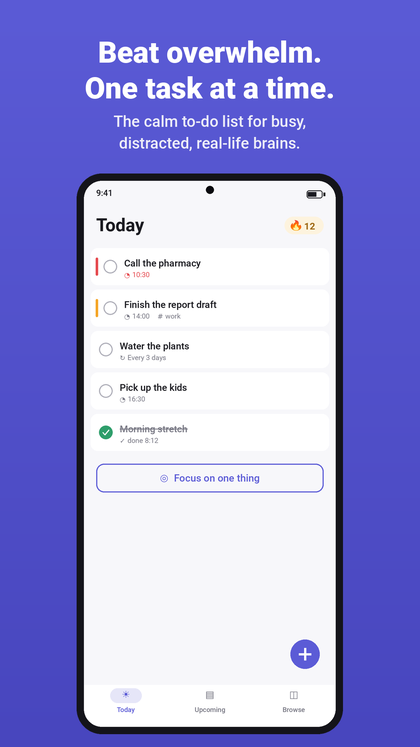 Calmdo task list interface