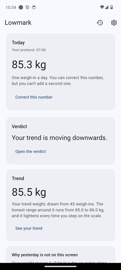 Lowmark weight trend chart