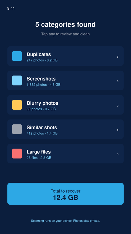 PhotoSweep categories found