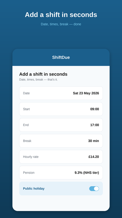 ShiftDue add a shift